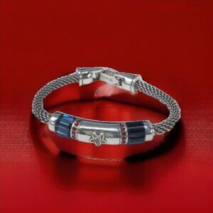 Brighton Independence USA Patriotic Flag Star Bracelet Crystal NWOT